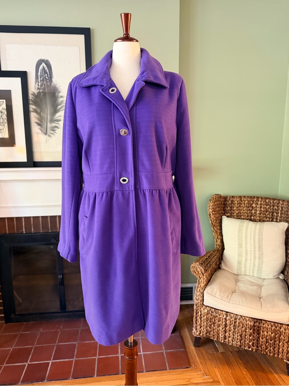 Lane Bryant Purple Vintage-Inspired Empire Knit Coat - Aprox Size 18/20